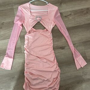 Elegant Pink Dress with Heart Detail